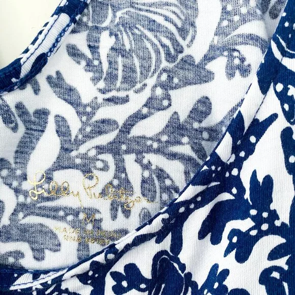 Lilly Pulitzer Blue and White Mini Sundress with Pockets - Picture 5 of 9